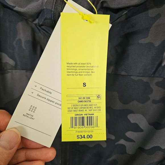 COPY - All In Motion Men Jacket Size Small Hooded Camo Blue Lightweight Water R… - Picture 9 of 11